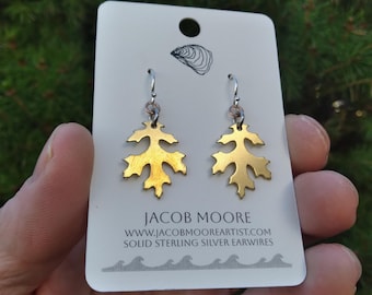 Earrings Silver Womens jewelry Oak leaf earrings forest brass jewelry unique Gift botanical
