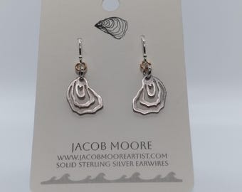 Earrings Silver Womens jewelry oyster earrings stainless steel jewelry Gift for seafood lover Oregon Coast Washington oyster shell pretty