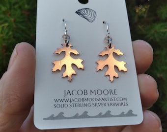 Earrings Silver Womens jewelry Oak leaf earrings forest copper jewelry unique Gift botanical