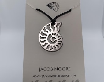 Mens jewelry Womans jewelry Ammonite Necklace Fossil Pendant Stainless Steel spiral Necklace Nautilus Unique Jewelry Gift Necklace