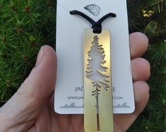 Mens jewelry Womans jewelry tree Necklace Douglas Fir tree Brass necklace nature Necklace plants jewelry Unique Jewelry Gift Necklace
