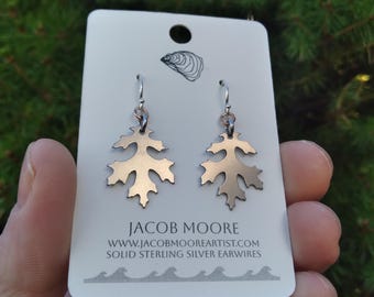 Earrings Silver Womens jewelry Oak leaf earrings forest stainless steel jewelry unique Gift botanical