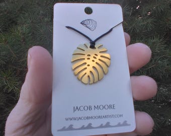 Mens jewelry Womans jewelry Leaf Necklace Monstera Plant Brass necklace nature Necklace plants jewelry Unique Jewelry Gift Necklace