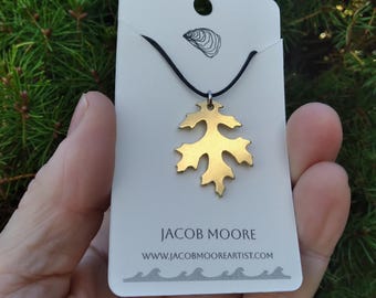 Mens jewelry Womans jewelry Oak Leaf Necklace Pendant Brass Jewelry Oak Necklace Unique Jewelry Leaf Jewelry Gift Necklace