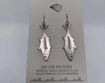 Earrings Silver Womens jewelry fishing earrings fish albacore tuna stainless steel jewelry unique Gift gift for fisherwoman jewelry small