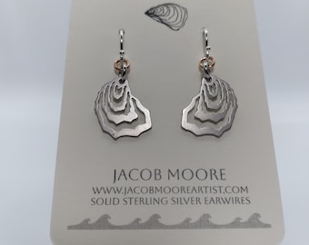 Earrings Silver Womens jewelry oyster earrings stainless steel jewelry Gift for seafood lover Oregon Coast Washington oyster shell