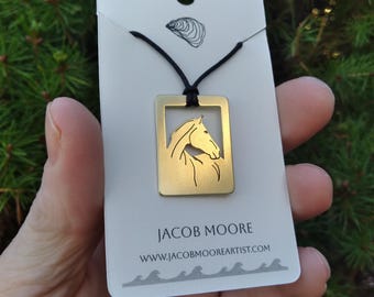 Mens jewelry Womans jewelry Horse Necklace Pendant Brass necklace Cowboy Necklace Cowgirl Unique Jewelry Rodeo Horse Riding accessory