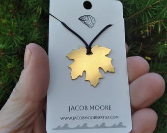 Mens jewelry Womans jewelry Maple Leaf Necklace Pendant Brass Maple Leaf necklace Unique Jewelry gift necklace