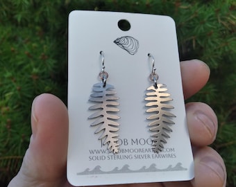Earrings Silver Womens jewelry Fern earrings forest stainless steel jewelry hiking backpacker Gift Oregon Coast Washington rainforest Sword