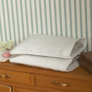 Dollhouse Miniature Pillows with White Pillowcases - Set of 2