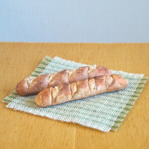 Set of two miniature baguette (French loaf) in 1:12 scale, dollhouse bread hand made from polymer clay