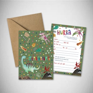 Dino Party Einladung Geburtstag Kind, Junge, Dinosaurier Kindergeburtstag, Einladungskarten Kind zum Beschriften, Geburtstagseinladung DINA6