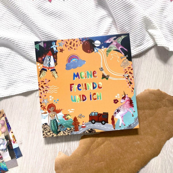 Freundebuch Kind , Freundschaftsbuch für die ersten Freunde aus dem Kindergarten/Kita, für 30 Freunde, Dino, Weltall, Einhorn, Meerjungfrau