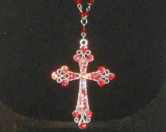Rhinestone Cross Necklaces, Elegant. One-of-a-Kind Cross Necklace, many colors. Gift for Christian.