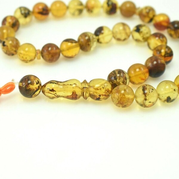 Dominican Amber Misbaha Tesbih Rosary Beads Islamic Prayer 11.63 mm(33.7 g)a1336