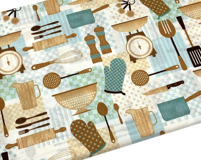 Cooking and Baking Fabric, Kitchen and Food, Fabric by the Yard, Fat