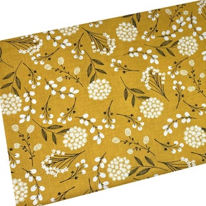 End of the Bolt 8" by 44" Mustard Woodland Fabric, Yellow Wild Flower, Quilting, Apparel, 100% Cotton