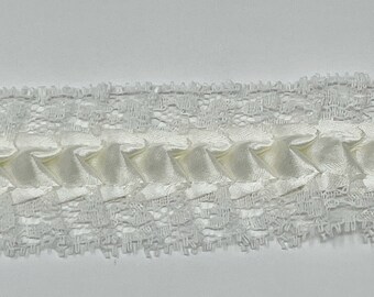 Ruffled Light Ivory Lace Trim 1 1/2" wide, Lace for Sewing, Scrapbooks, Crafting, Wedding Favors and More