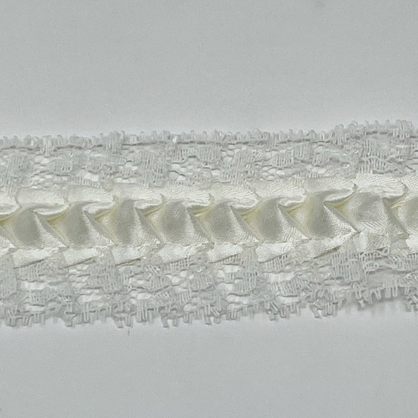 Ruffled Light Ivory Lace Trim 1 1/2" wide, Lace for Sewing, Scrapbooks, Crafting, Wedding Favors and More