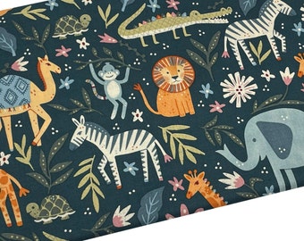 Animal Kingdom Fabric by the Yard, Zoo Animals, Jungle Quilting Cotton, B3-17