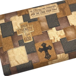 Be Strong Religious Christian Fabric, Brown Cross, Fabric by the yard, Quilting Fabric, Apparel, 100% Cotton, B2-10..