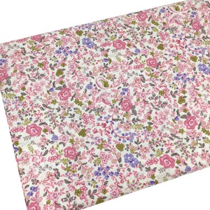 Pink Floral Fabric, Tiny Flowers, Fabric by the yard, Fat Quarter, Quilting Fabric, Apparel, 100% Cotton, R2-15..
