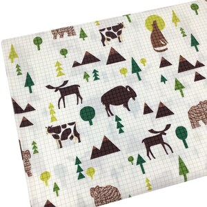 End of the Bolt 12&quot; by 44&quot; Animals on Cream Grid Fabric, Michael Mullen for Windham, Quilting, Apparel, 100% Cotton