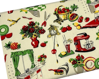 Retro Vintage Fifties Kitchen Fabric, Michael Miller, Fabric by the yard, Fat Quarter, Quilting, Apparel, 100% Cotton, B4-11..