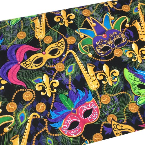 Mardi Gras Masks Fabric Masquerade Celebration Fabric by the Etsy