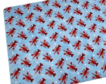 Lobster Polka Dots Fabric by the Yard, Blue Ocean, Quilting Cotton,  B4.16