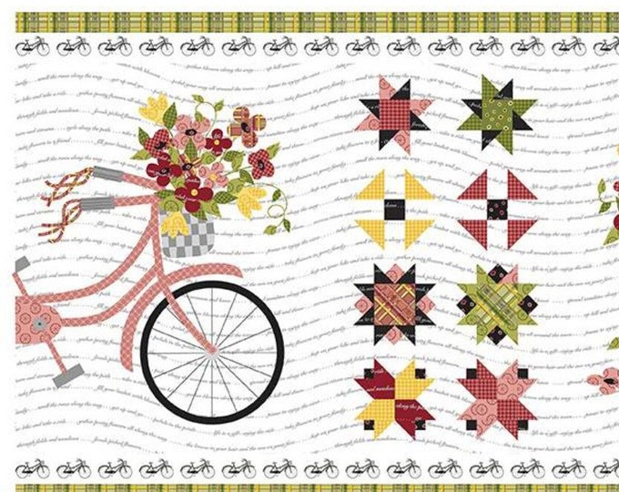 Pink Floral Bicycle Panel 24 by Riley Blake, Petals and Pedals