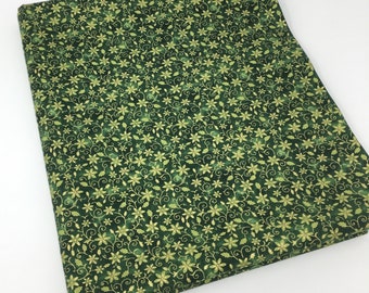 Holiday Metals Gold Metallic Stars on Green Cotton Fabric Fat Quarter