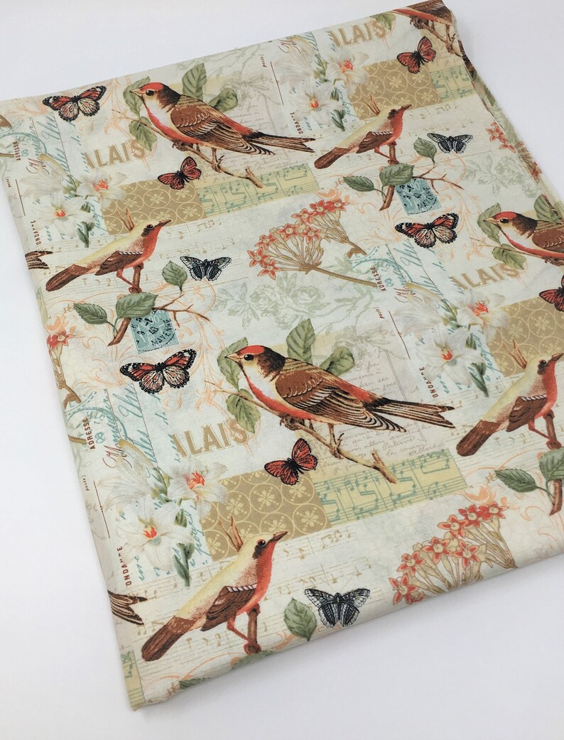 1 Yard X 44 1 Yard Great for Quilting, Sewing, Craft Projects, Quilt, Throw Pillows /& More Blue Notes Butterflies Cotton Fabric