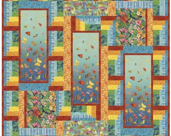 Tropical Twilight Quilt Kit by Ro Gregg for Northcott, Size 90" by 90",  Pattern and Fabric Included