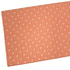 End of the Bolt 17&quot; by 44&quot; Coral Floral Fabric, Mini Flowers, Quilting Fabric, Apparel, 100% Cotton