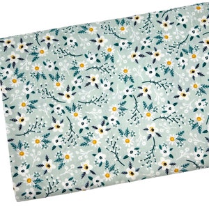 Mini tissu texturé à fleurs, fleurs jaune blanc sauge, tissu par mètre, Fat Quarter, matelassage, vêtements, 100 % coton, B9-6.