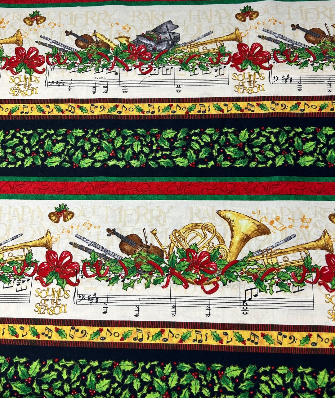 Joyful Noise by Tara Reed for SSI, Christmas Music Fabric, Sounds of