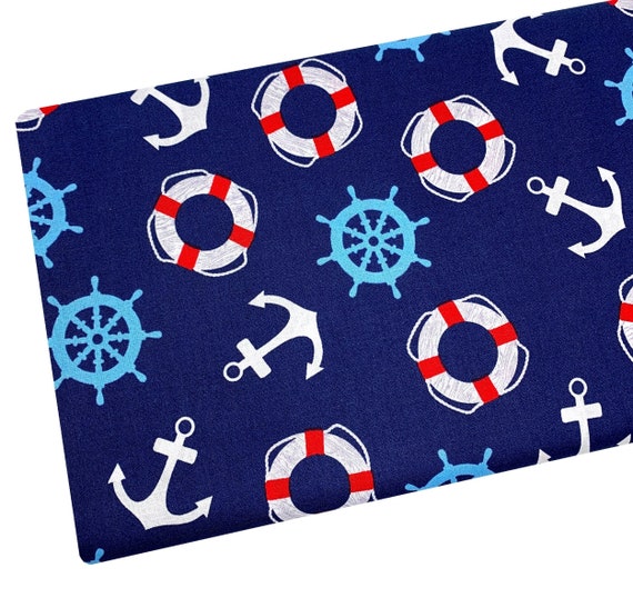 Navy Nautical Fabric Ships and Boats Fabric by the Yard Fat Etsy
