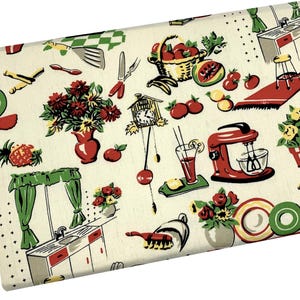Retro Vintage Fifties Kitchen Fabric, Michael Miller, Fabric by the yard, Fat Quarter, Quilting, Apparel, 100% Cotton, B4-11