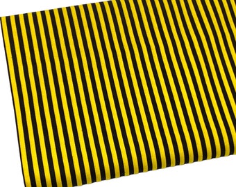 End of the Bolt 18" by 44" Black and Yellow Stripes Fabric, Neon Lines, Quilting, Apparel, 100% Cotton