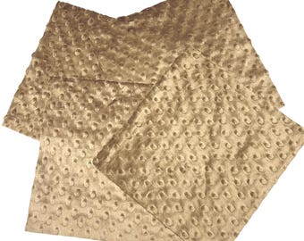 4 Minky Squares 10"x10", Light Brown Cuddle Dimple Minky Fabric, Precut Bundle, Soft Shannon Minky, Faux Fur Blanket Blocks