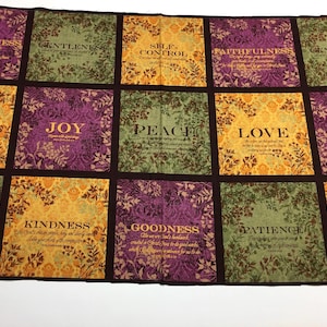 Fruit of the Spirit Fabric Panel 24&quot; by 44&quot;, Inspirational Bible Verses, Religious Blocks, Quilting, Apparel, 100% Cotton, B2-6