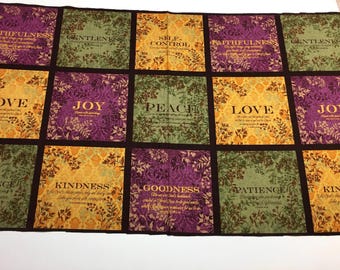 Fruit of the Spirit Fabric Panel 24"x 44", Inspirational Bible Verses, Religious Quilting Cotton, B2.6