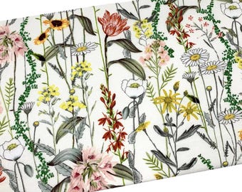 Stemmed Vintage Floral Fabric by the Yard, Botanical Fabric, Quilting Cotton B2.15