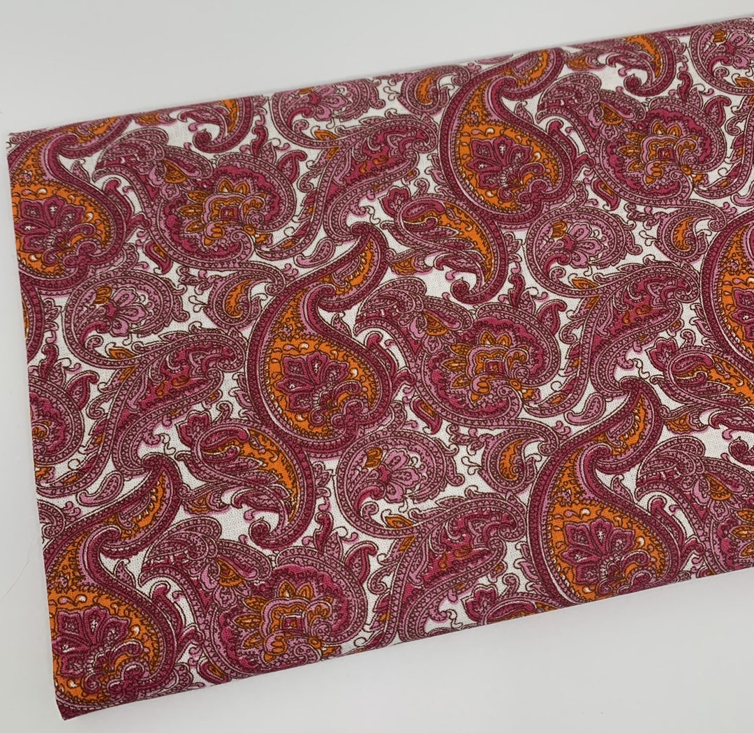 Pink Paisley Fabric Vintage Print Fabric by the Yard Fat Etsy