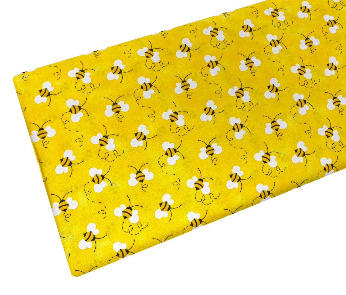 Yellow Bee Fabric Bumble Bee Honey Bees Fabric by the Yard Etsy