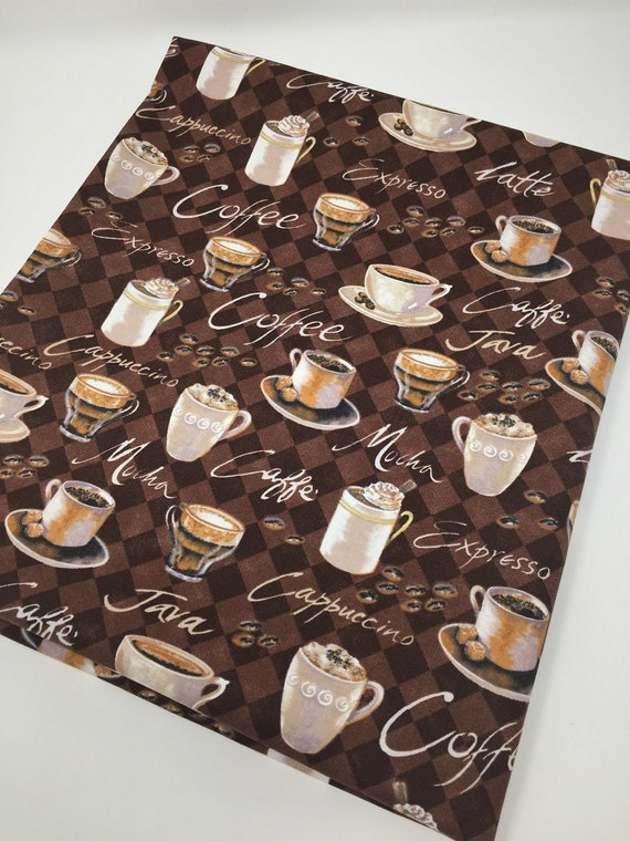 Coffee Print Fabric Cups Mugs Latte Espresso Fabric Fabric Etsy