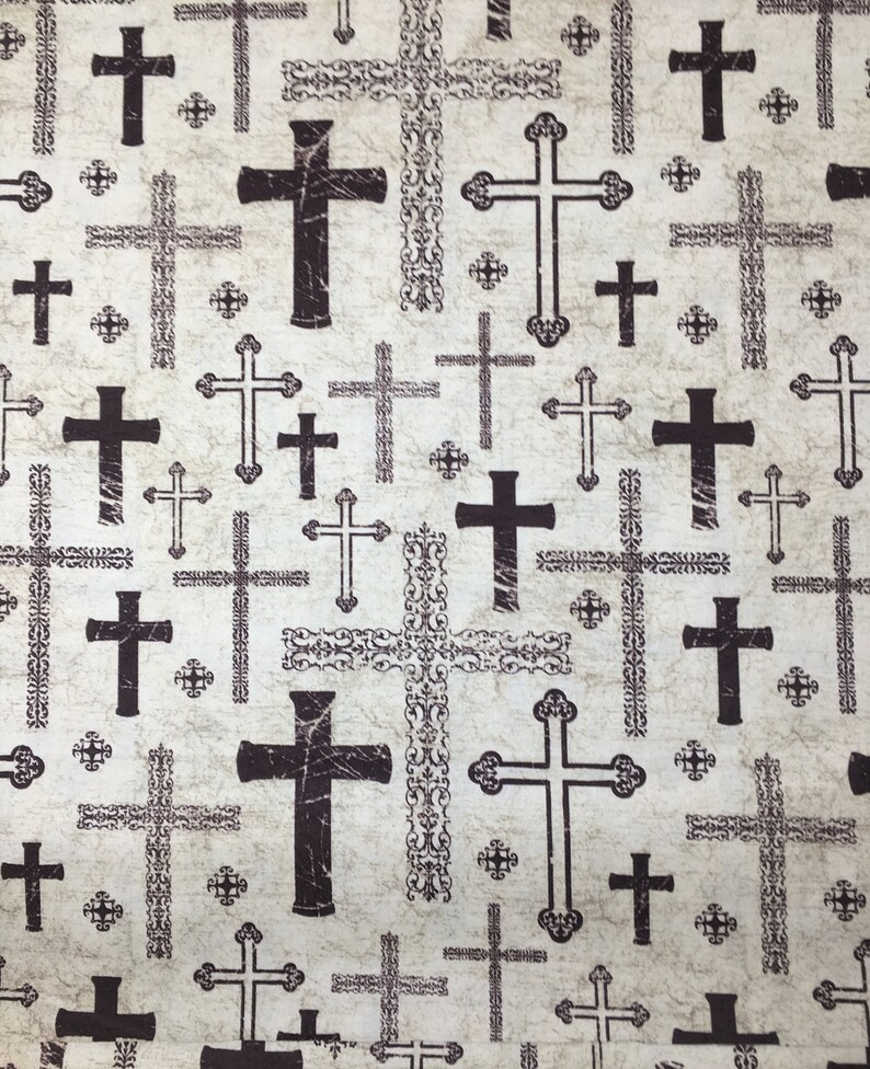 Brown Crosses Fabric Religious Christian Fabric Fabric by Etsy