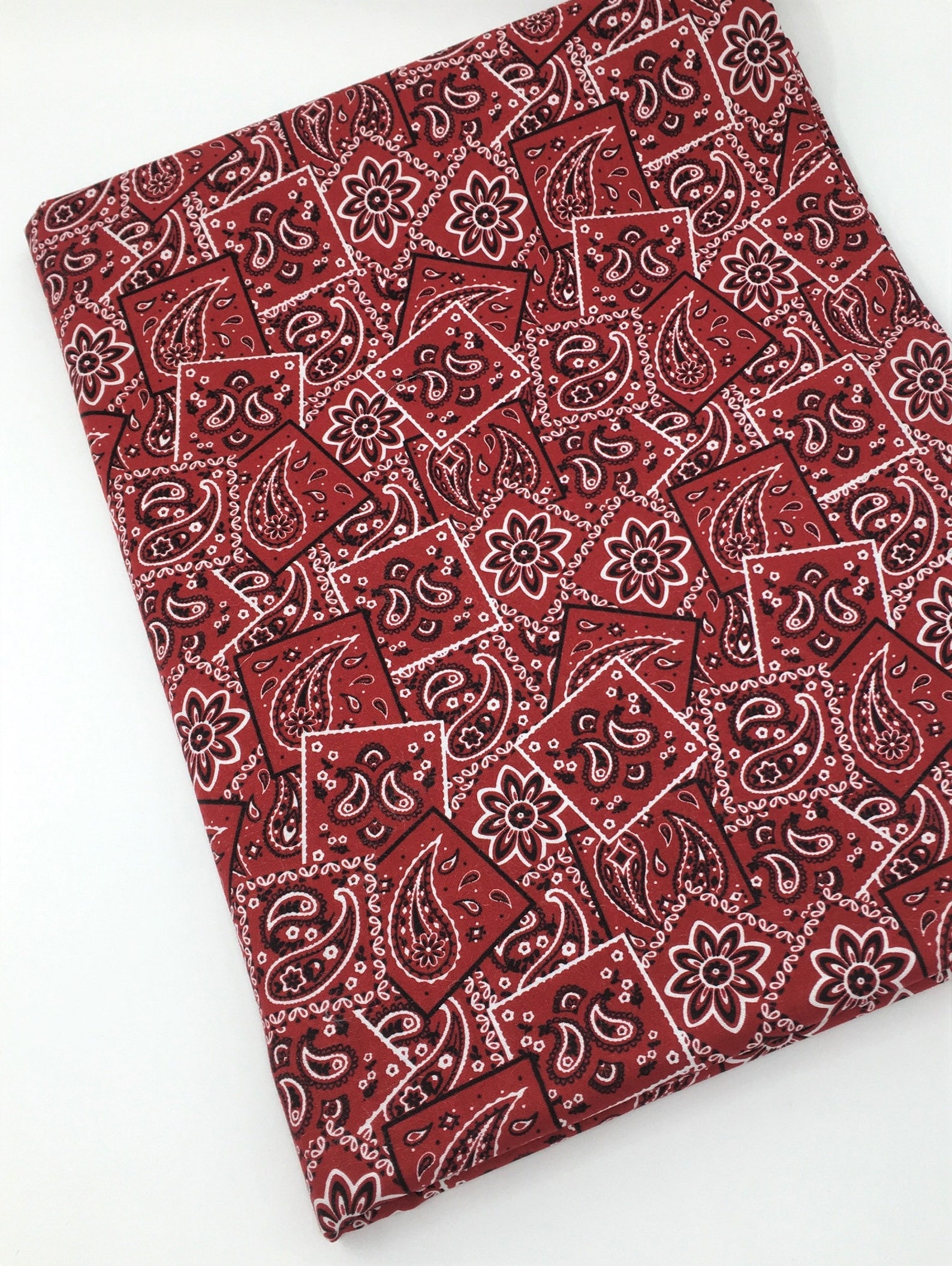 Red Paisley Bandana Fabric Red Western Fabric Fabric by the Etsy