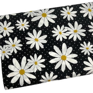 Daisy on Dots Fabric, White Flowers, Fabric by the yard, Fat Quarter, Quilting, Apparel, 100% Cotton, B10-4